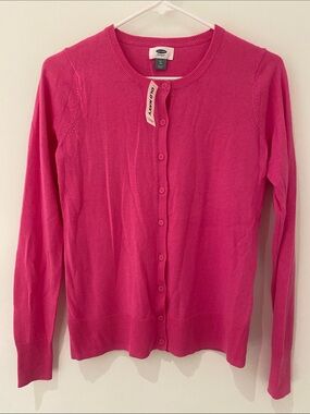 NWT Old Navy Women’s Hot Pink Crewneck Button Down Cardigan Sweater Size XS